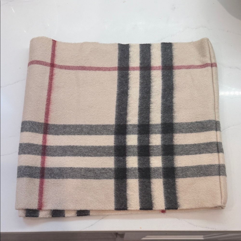 Burberry Plaid Beige and Black Snood/ Scarf